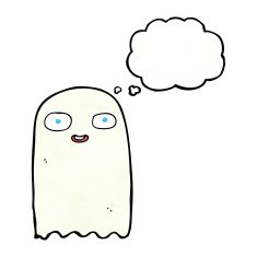 funny cartoon ghost with speech bubble N96