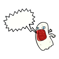 funny cartoon ghost with speech bubble N97