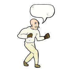 cartoon victorian boxer with speech bubble N7