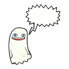 funny cartoon ghost with speech bubble N98