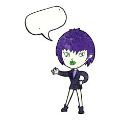 cartoon vampire girl with speech bubble N236