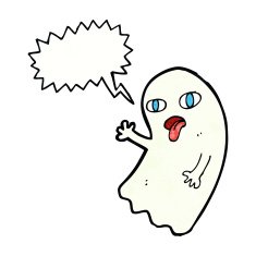 funny cartoon ghost with speech bubble N99
