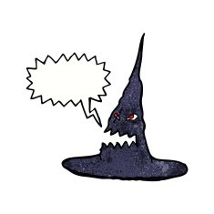cartoon spooky witches hat with speech bubble N11