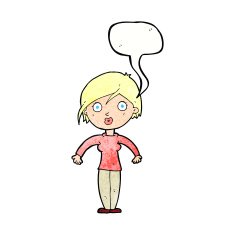 cartoon surprised woman with speech bubble N253