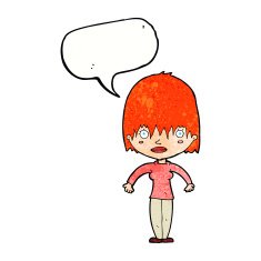 cartoon woman staring with speech bubble N31
