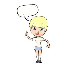 cartoon woman with idea speech bubble N255