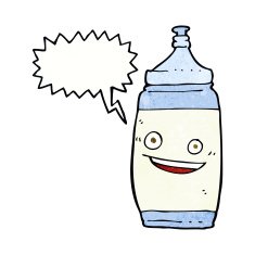 cartoon water bottle with speech bubble N5