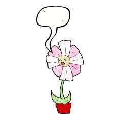 cartoon flower with speech bubble N42