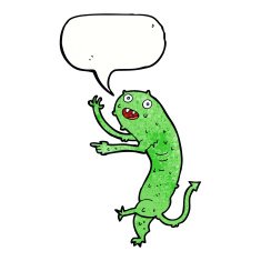 cartoon gross little monster with speech bubble N10