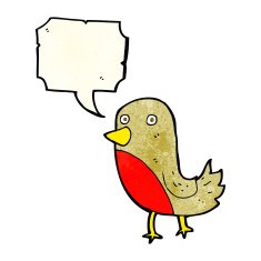 cartoon robin with speech bubble N42