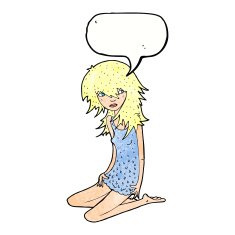 cartoon pretty girl with speech bubble N102