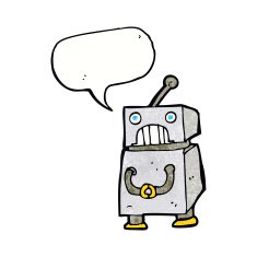 cartoon robot with speech bubble N198