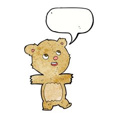cartoon teddy bear with speech bubble N126
