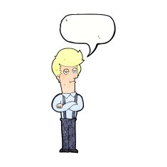 cartoon bored man with speech bubble N42