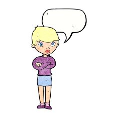 cartoon annoyed woman with speech bubble N192