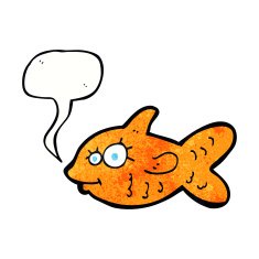 cartoon happy goldfish with speech bubble N7