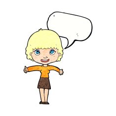 cartoon happy girl with speech bubble N89