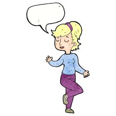 cartoon dancing woman with speech bubble N55
