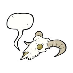 cartoon ram skull with speech bubble N3