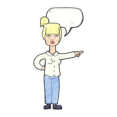 cartoon woman pointing with speech bubble N222