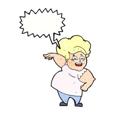 cartoon overweight woman with speech bubble N17