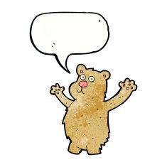 cartoon funny bear with speech bubble N4