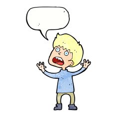 cartoon stressed boy with speech bubble N10