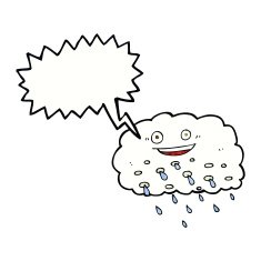 cartoon rain cloud with speech bubble N16