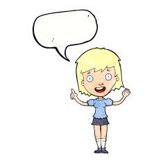 cartoon woman pointing with speech bubble N223