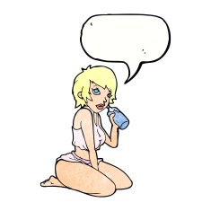 cartoon sexy gym girl with speech bubble N11