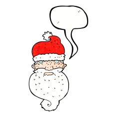 cartoon grim santa face with speech bubble N7