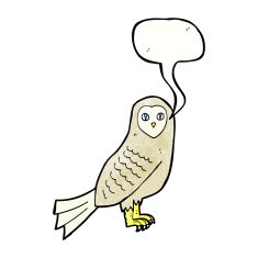 Cartoon owl with speech bubble N73