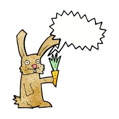 cartoon rabbit with carrot speech bubble N10