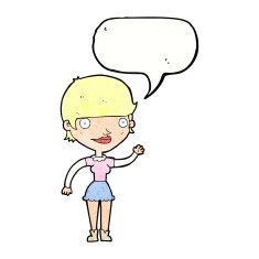 cartoon woman with idea speech bubble N258