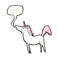 cartoon unicorn with speech bubble N43