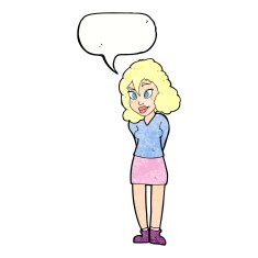 cartoon confused woman with speech bubble N89