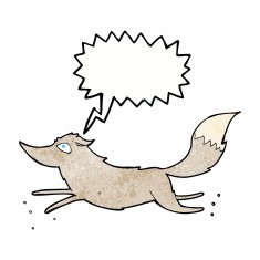 cartoon wolf running with speech bubble N7