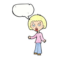 cartoon tired woman with speech bubble N31