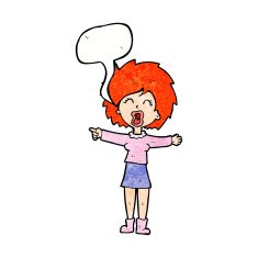 cartoon stressed out woman talking with speech bubble N10