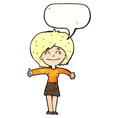 cartoon woman giving thumbs up sign with speech bubble N11