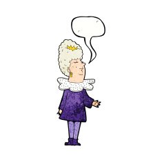 cartoon queen with speech bubble N10