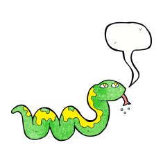 cartoon snake with speech bubble N70