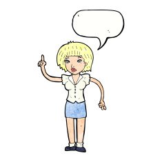 cartoon woman with idea speech bubble N260