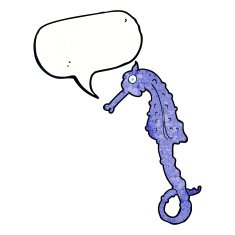 cartoon sea horse with speech bubble N22