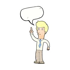 cartoon friendly man with idea speech bubble N11