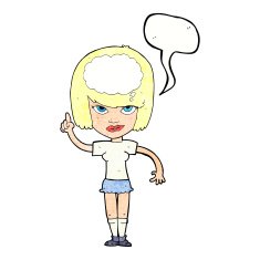cartoon woman with idea speech bubble N261