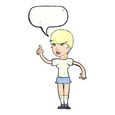 cartoon woman with idea speech bubble N262