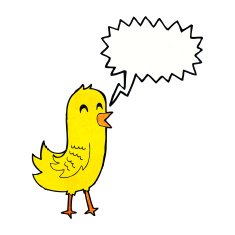 cartoon happy bird with speech bubble N39