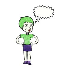 cartoon halloween girl with speech bubble N21