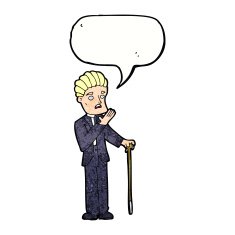 cartoon shocked gentleman with speech bubble N11